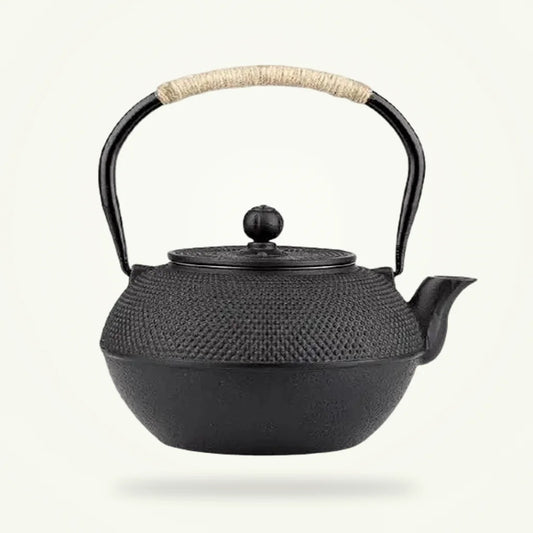 Traditional Cast Iron Teapot, product photo on a plain background