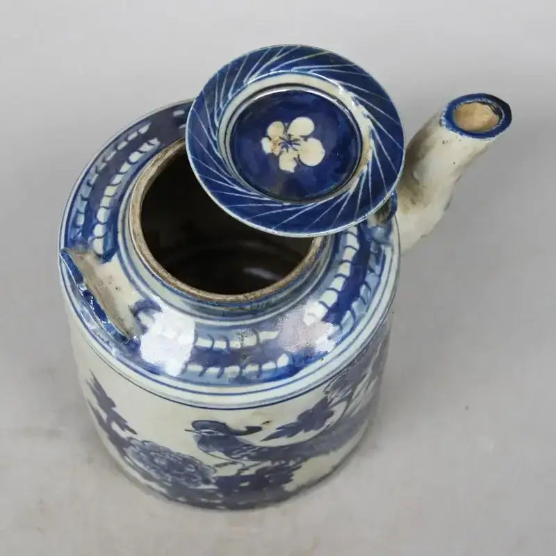 Porcelain teapot with traditional motifs, top view