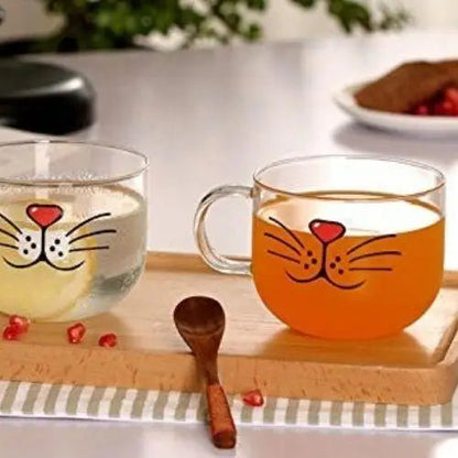 Cat mustache tea cup being used with tea