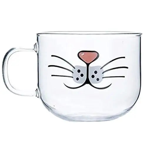 Transparent cat mustache glass mug