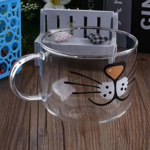 Empty transparent cat mustache mug