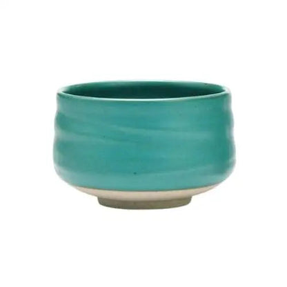 Turquoise chawan tea bowl for matcha, handcrafted ceramic
