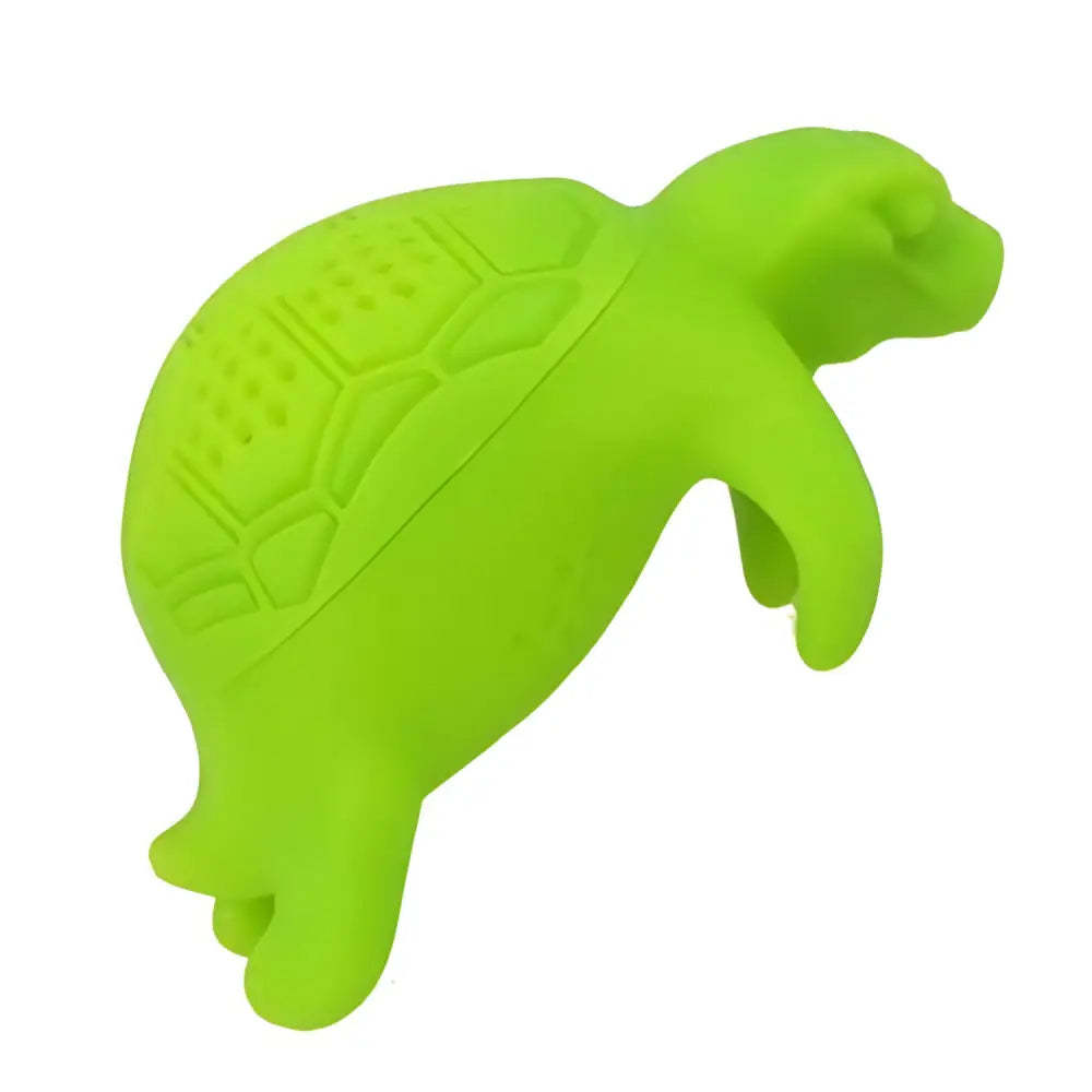 Close up of food grade silicone turtle tea infuser showing flexible body
