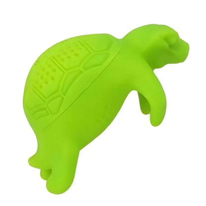 Close up of food grade silicone turtle tea infuser showing flexible body