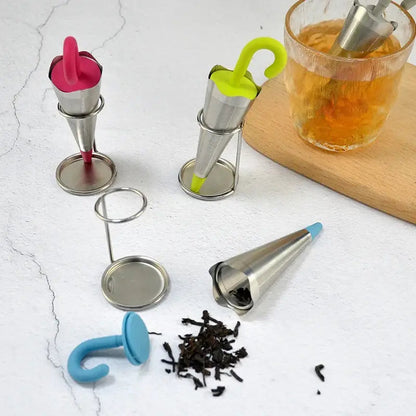 Umbrella tea infuser in use steeping tea
