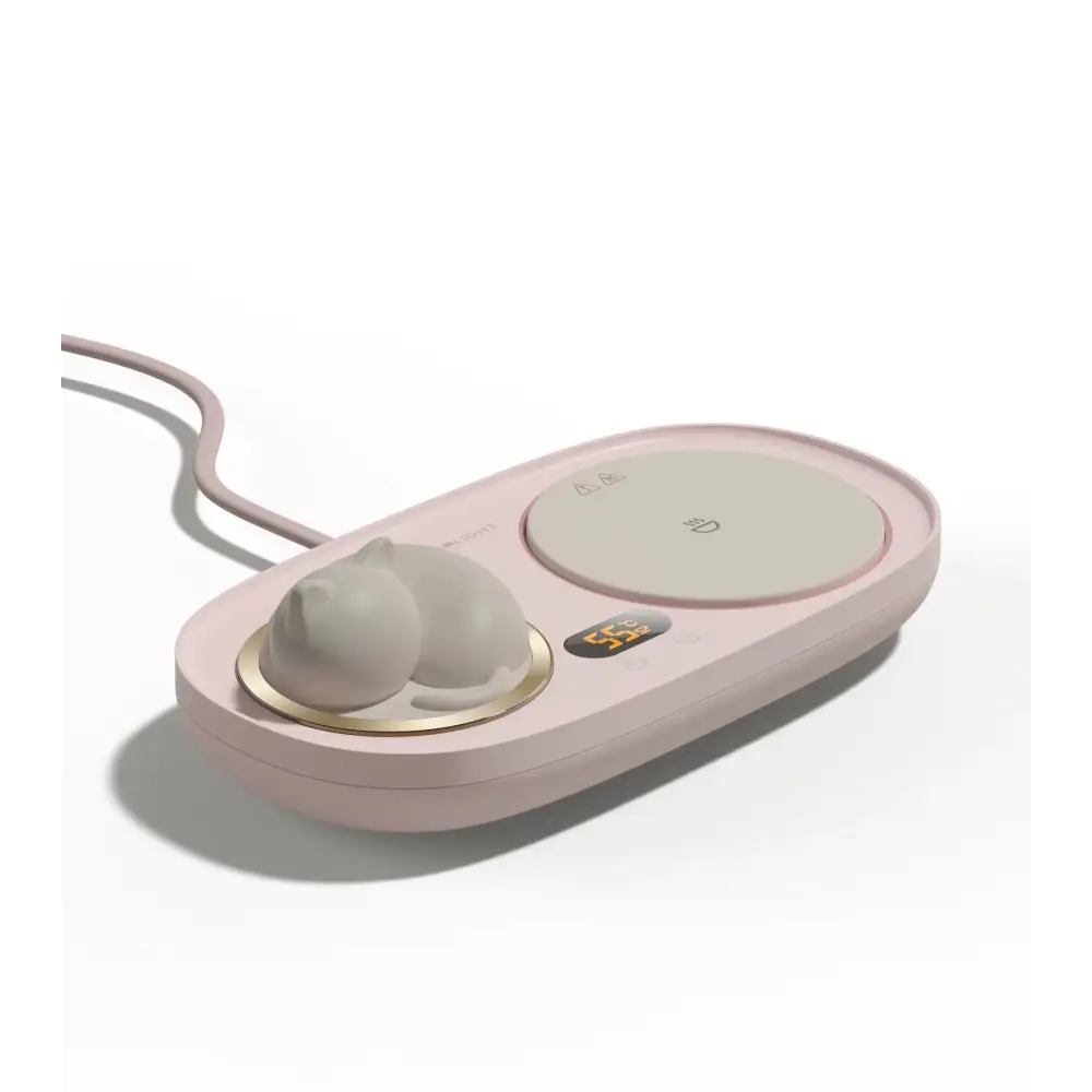 Pink USB tea warmer with night light