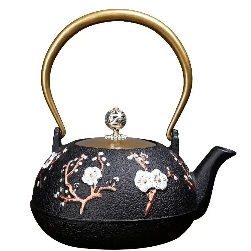 Large cast iron teapot for loose leaf tea
