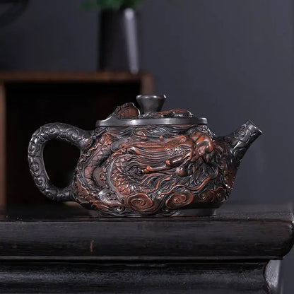 Vintage dragon ceramic teapot 260ml front view