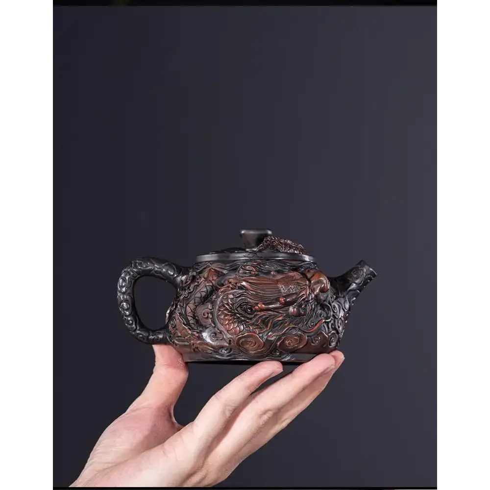 Vintage dragon ceramic teapot with spout detail