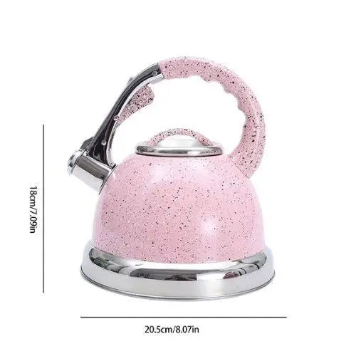 Vintage rose kettle size comparison with hand
