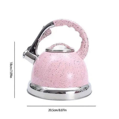 Vintage rose kettle size comparison with hand