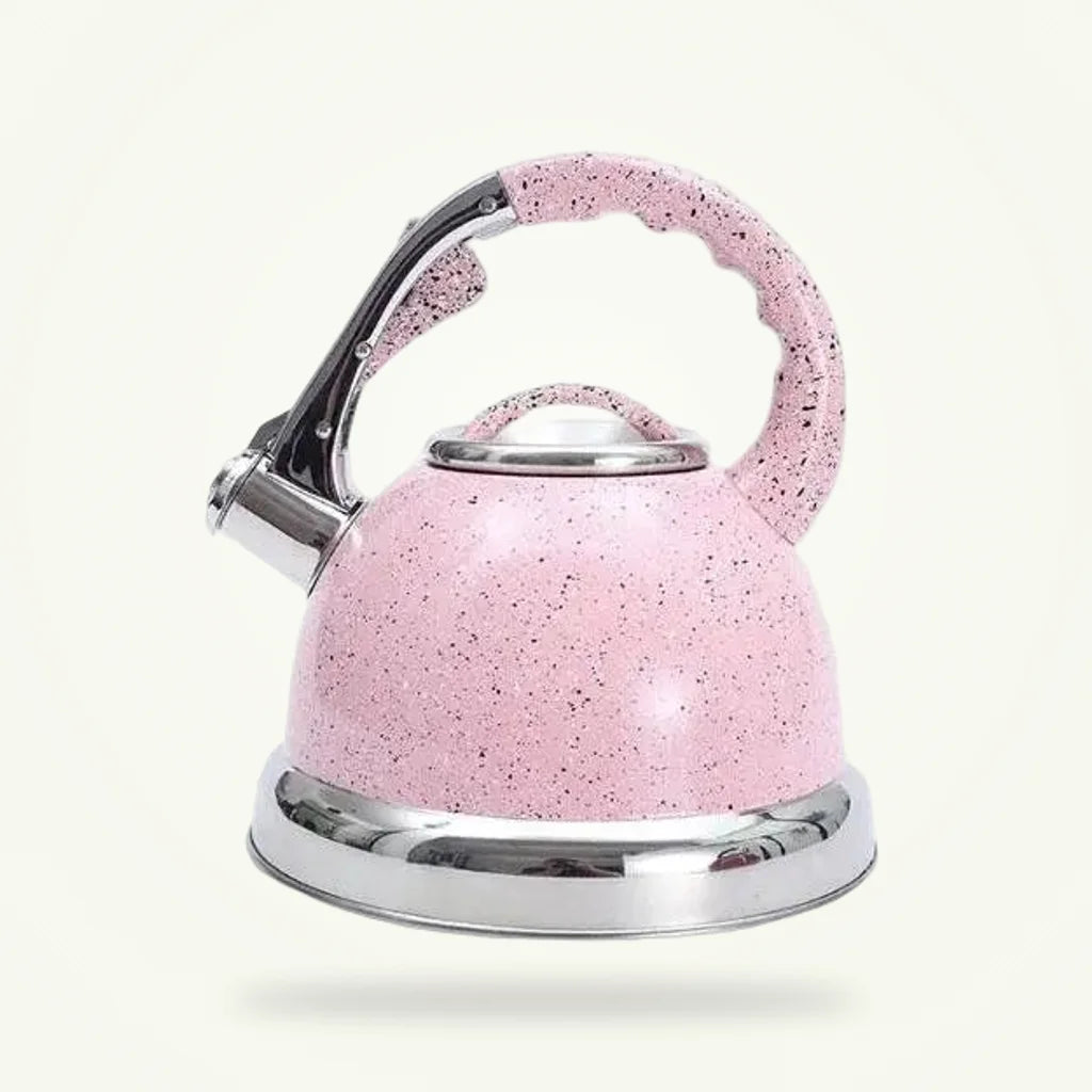 Vintage Rose Whistling Tea Kettle - 3.5L Stainless Steel Stovetop, product photo on a plain background