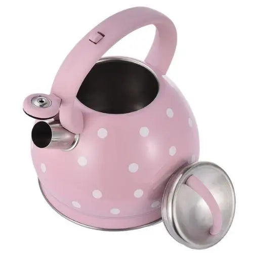 Close up of vintage rose teapot with polka dots
