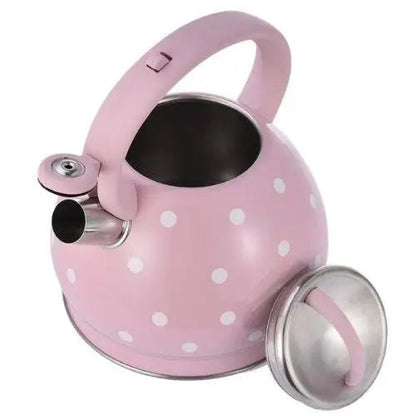 Close up of vintage rose teapot with polka dots