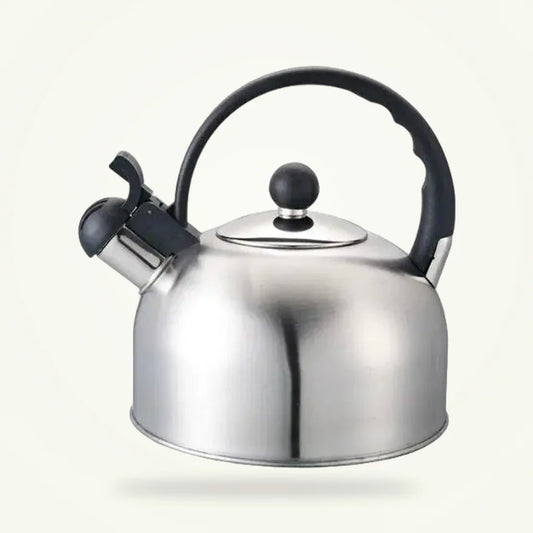 Vintage Stainless Steel Whistling Teapot 2.5L, product photo on a plain background