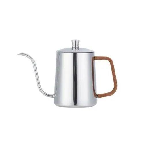Gray swan neck kettle 350ml with insulated handle, top-down angle