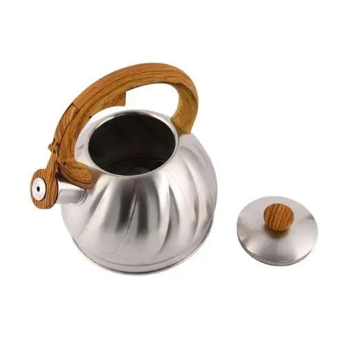 Top view of vintage whistling kettle showing removable lid