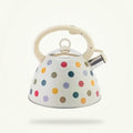 Vintage White Polka Dot Whistling Tea Kettle for Stove Top - 3L