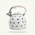 Vintage White Polka Dot Whistling Tea Kettle - 3.5L