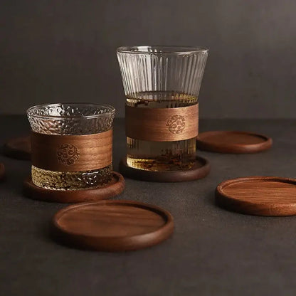 Round walnut wood saucer for teacup