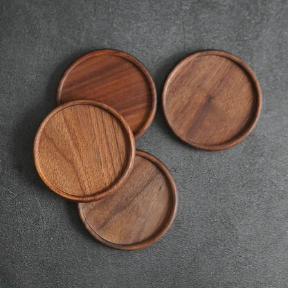 Walnut wood coaster under a tea cup