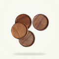 Walnut Wood Teacup Saucer Set - Natural Wood Coasters for Tea Cups