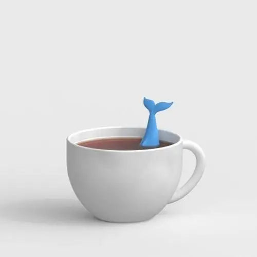BPA-free whale tea infuser and strainer for loose leaf tea, side view