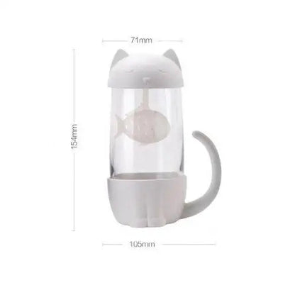 Size reference for 10 oz white cat glass tea cup with infuser