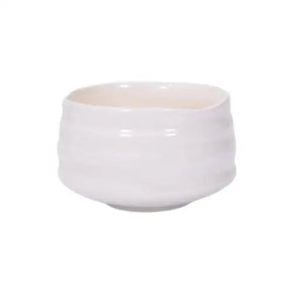 Handcrafted white ceramic chawan bowl top view