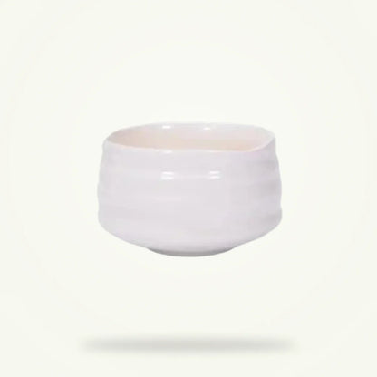 White Chawan Tea Bowl, Handcrafted Japanese Matcha Bowl, product photo on a plain background