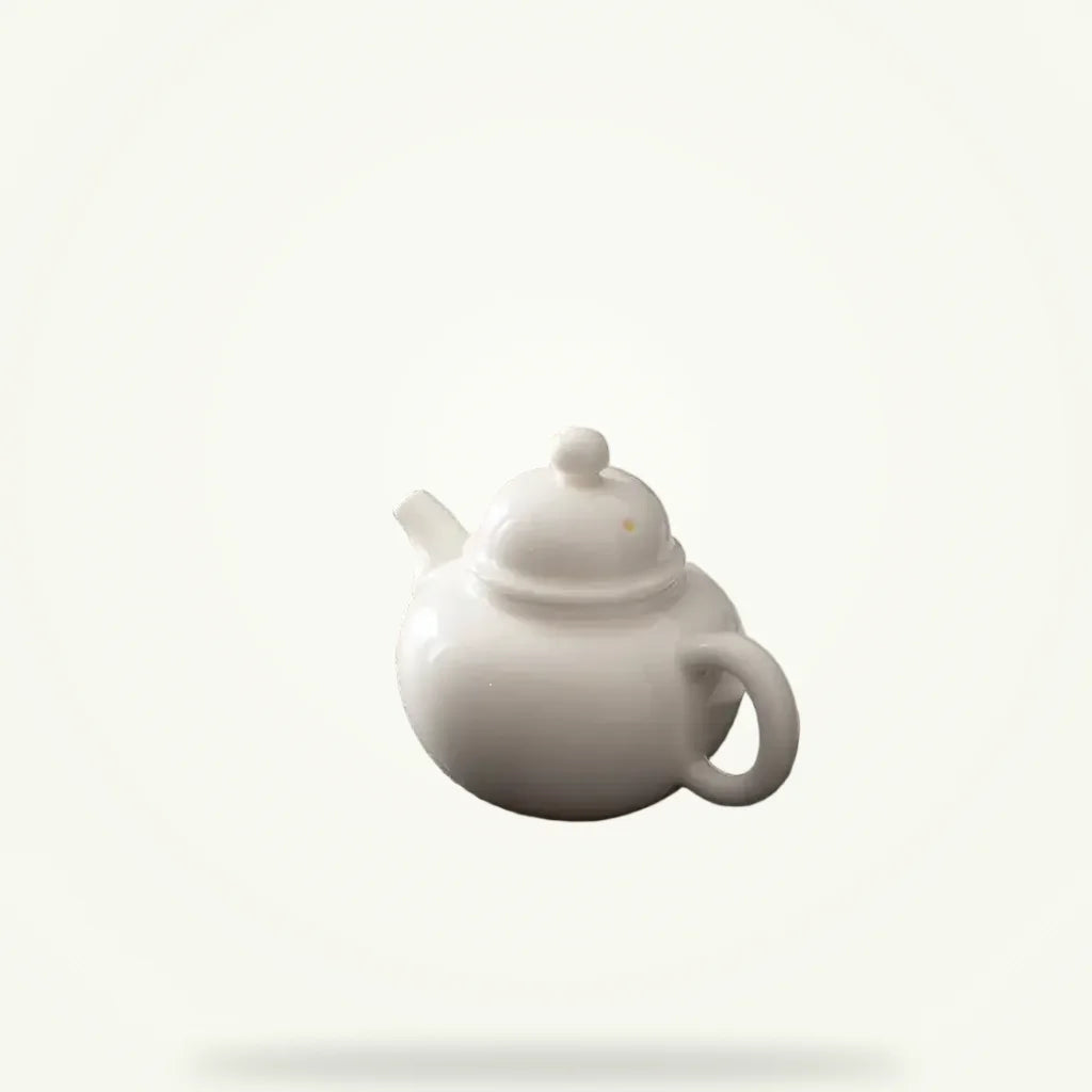 White Porcelain Teapot 120ml - Handmade Ceramic Tea Pot, product photo on a plain background