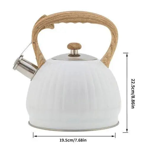 Large white shell teapot with whistle