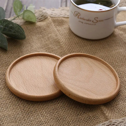 Light brown wooden coasters for tea cups