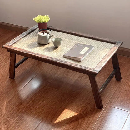 Wooden folding tea tray with bamboo and mango wood
