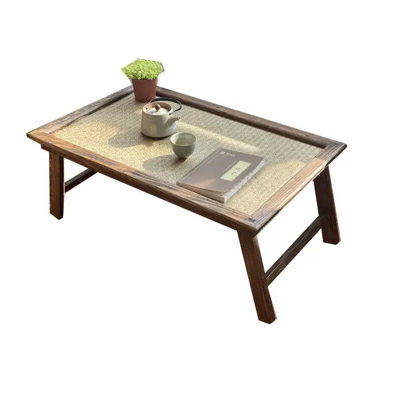 Folding wooden tea tray side view
