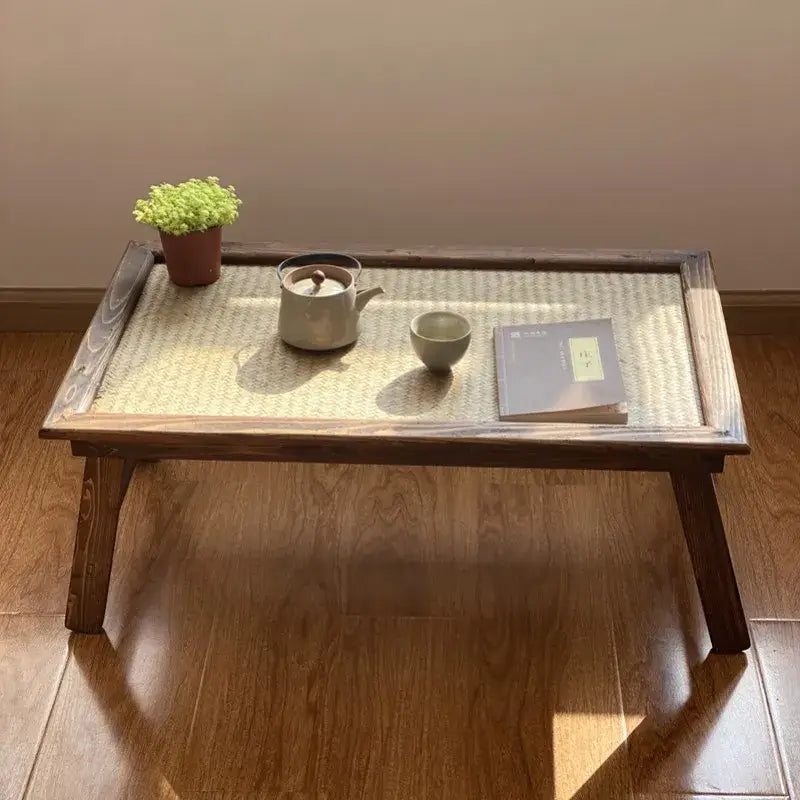 Portable wooden tea tray for serving