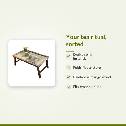 Wooden Folding Tea Tray - Portable Bamboo & Mango Wood Serving Tray : Your tea ritual, sorted