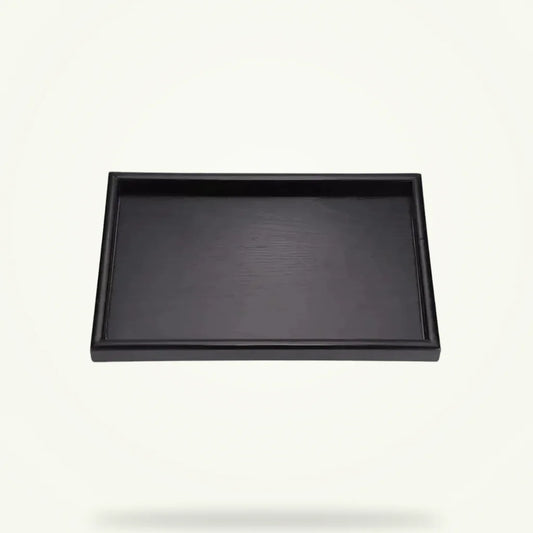 Wooden Tea Serving Tray with Bamboo Finish, product photo on a plain background