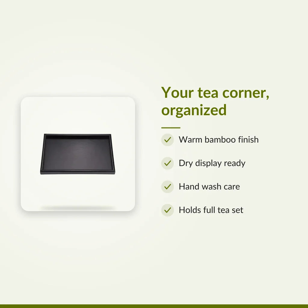 Wooden Tea Serving Tray with Bamboo Finish : Your tea corner, organized