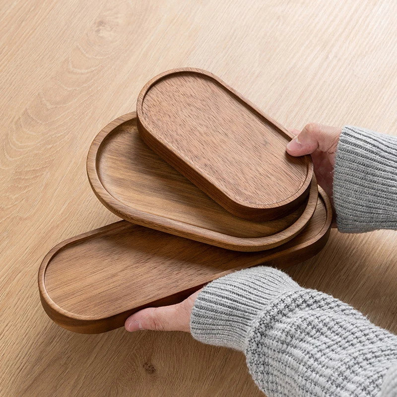 Wooden tea tray with tea accessories