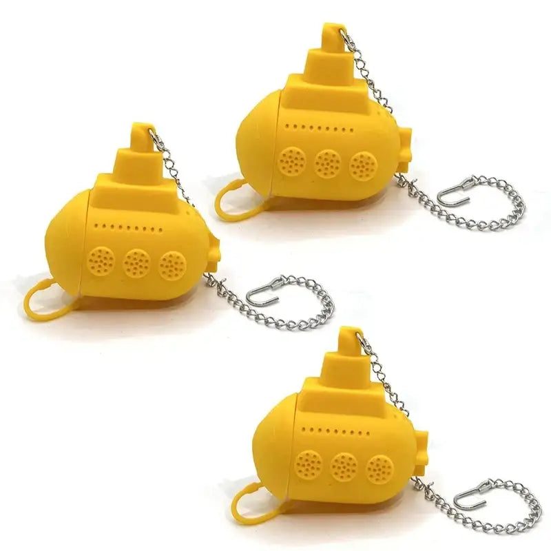 Yellow submarine tea infuser with loose leaf tea inside