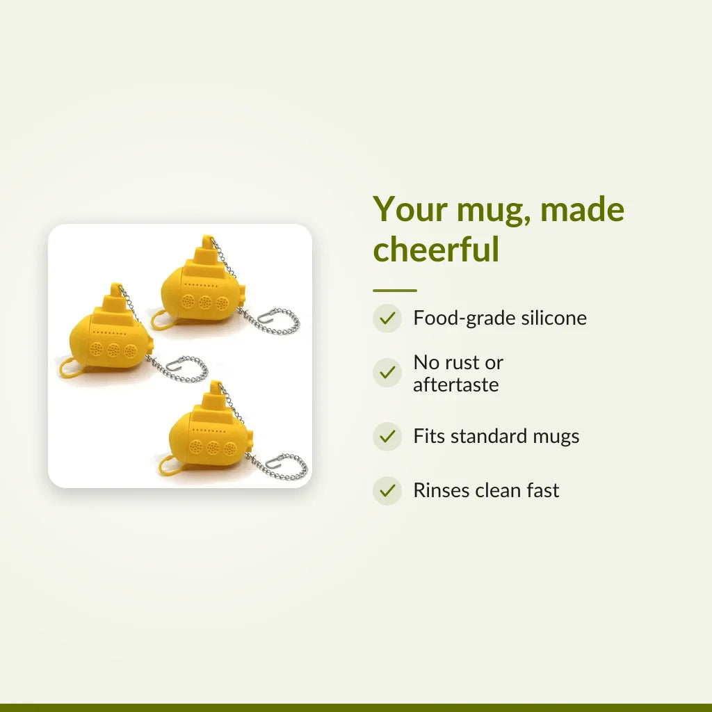 Yellow Submarine Tea Infuser - Food-Grade Silicone Tea Strainer : Your mug, made cheerful