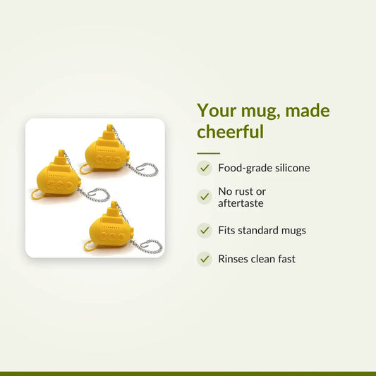 Yellow Submarine Tea Infuser - Food-Grade Silicone Tea Strainer : Your mug, made cheerful