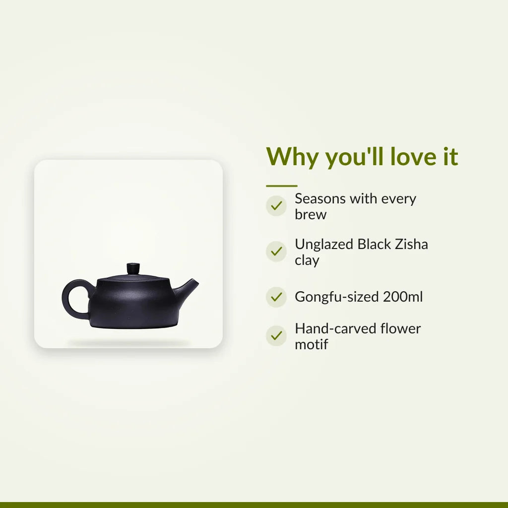 Yixing Black Clay Teapot with Flower Motif, 200ml : Why you'll love it