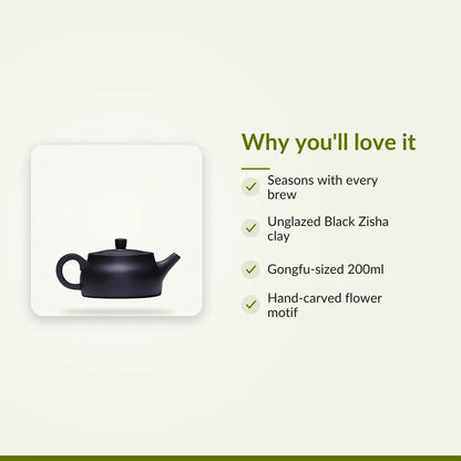 Yixing Black Clay Teapot with Flower Motif, 200ml : Why you'll love it