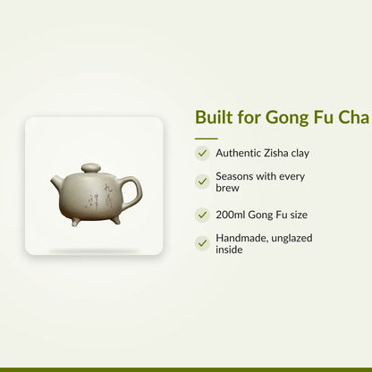 Yixing Clay Teapot 200ml - Handmade Zisha for Gong Fu Cha : Built for Gong Fu Cha