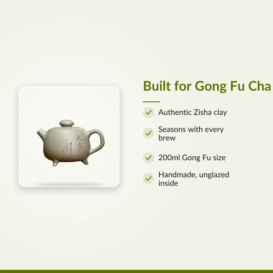 Yixing Clay Teapot 200ml - Handmade Zisha for Gong Fu Cha : Built for Gong Fu Cha