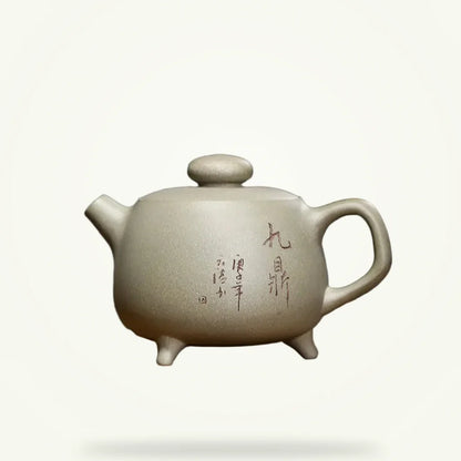 Yixing clay teapot 200ml in green zisha clay, packshot on plain background