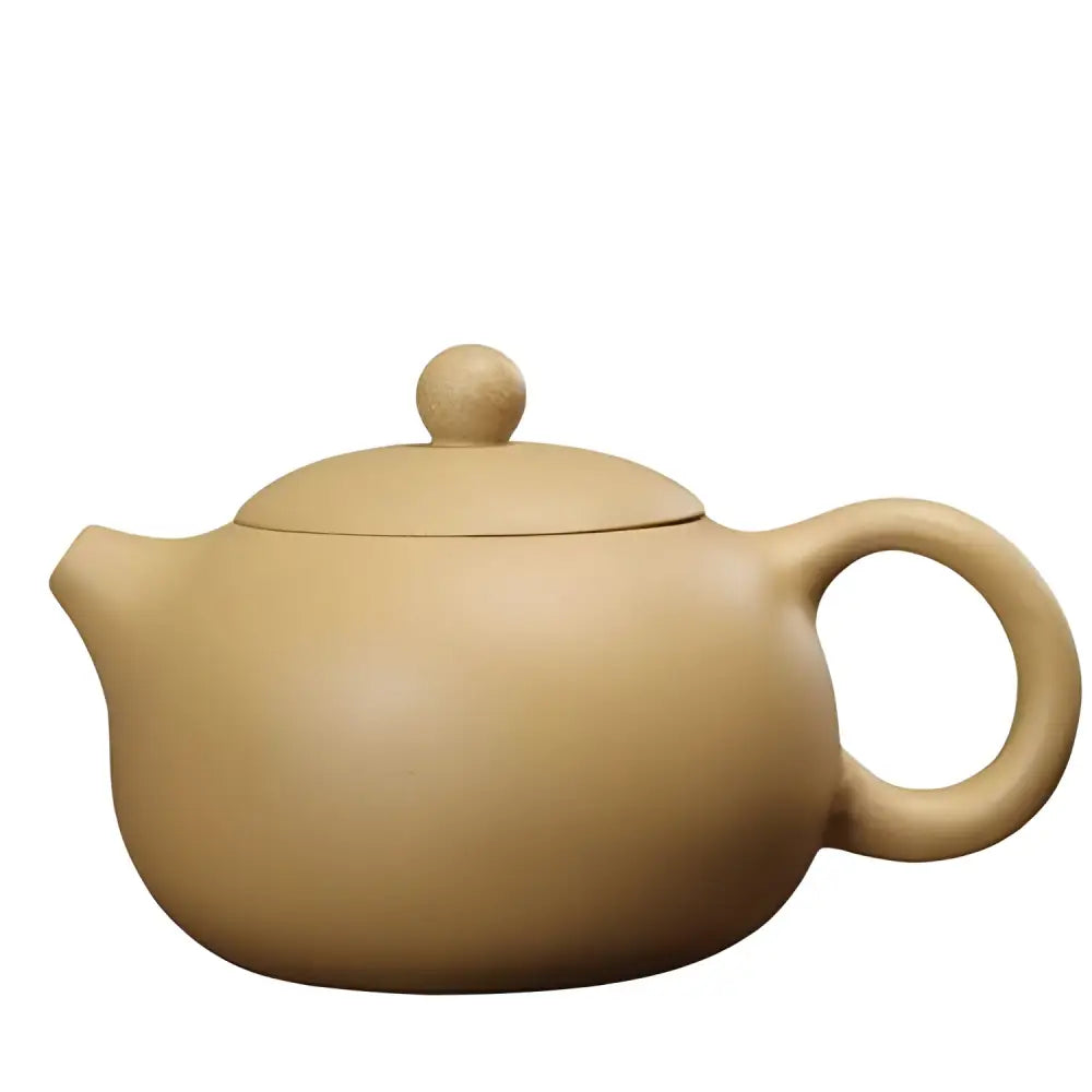 Classic and stamped Yixing clay teapots side by side