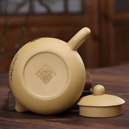Bottom of Yixing clay teapot showing unglazed clay texture